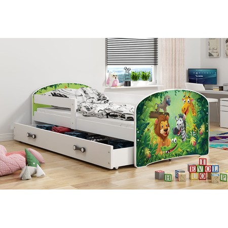 Gyerekágy LUKI 1 160x80 cm Fehér Jungle BMS