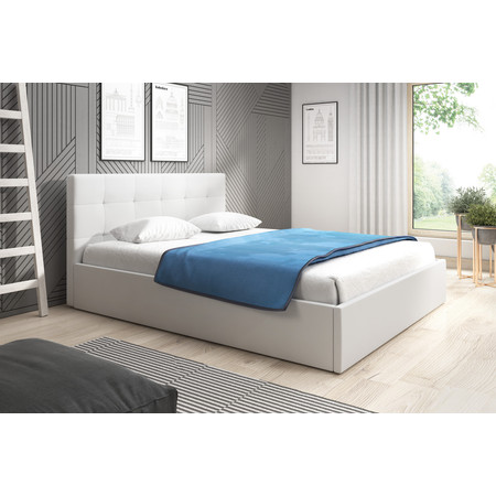 Čalouněná postel LAURA rozměr 120x200 cm Bílá eko-kůže TT-FURNITURE