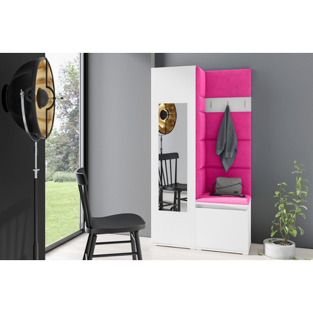 Előszoba fal EMI 13 Rózsaszín Fehér Tükrös Signal-butor