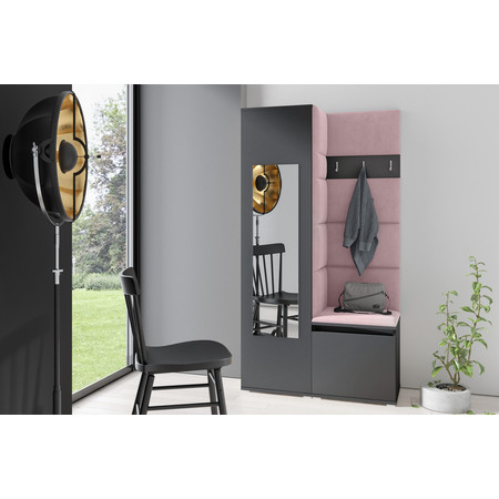 Előszoba fal EMI 13 Világosrózsaszín Grafit Tükrös Signal-butor