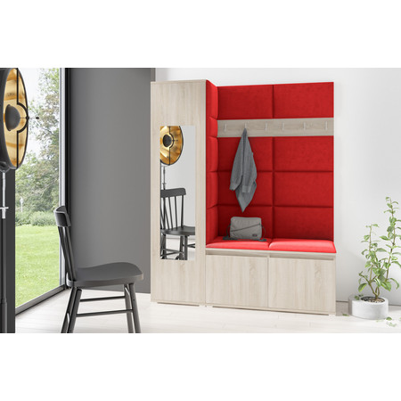 Előszoba fal EMI 14 Sonoma tölgy Piros Signal-butor